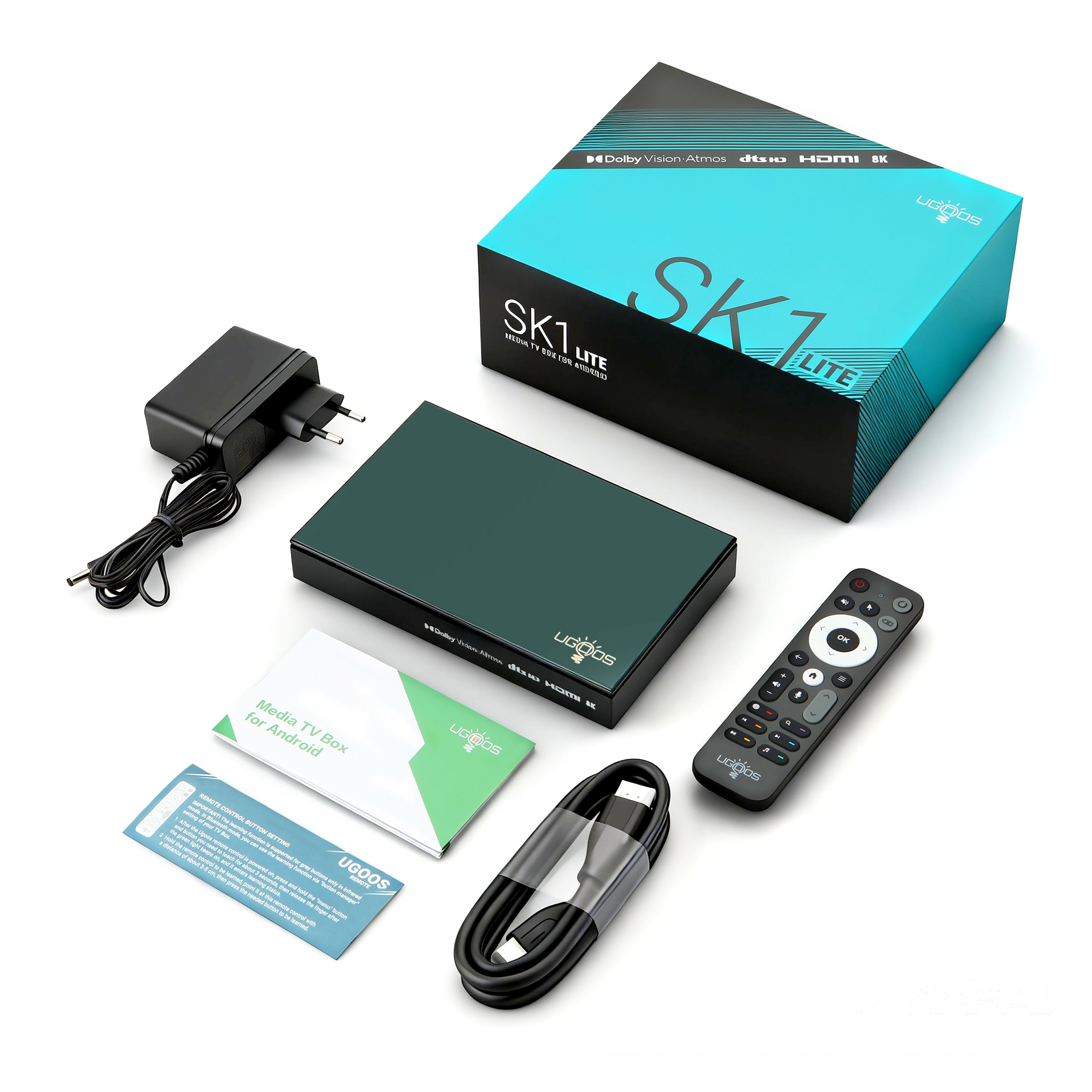 UgoosSK1LITEDolbyAtmosVisionTVBOX8KAmlogicS928X-KAndroid11.0LPDDR44GBRAM64GBROMWiFi61000MBT5.2USB3.0SupportAV1H.2658K60fpsVP9HDRBox